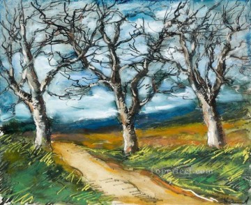 モーリス・ド・ヴラマンク Painting - 道の端の木々 モーリス・ド・ヴラマンク